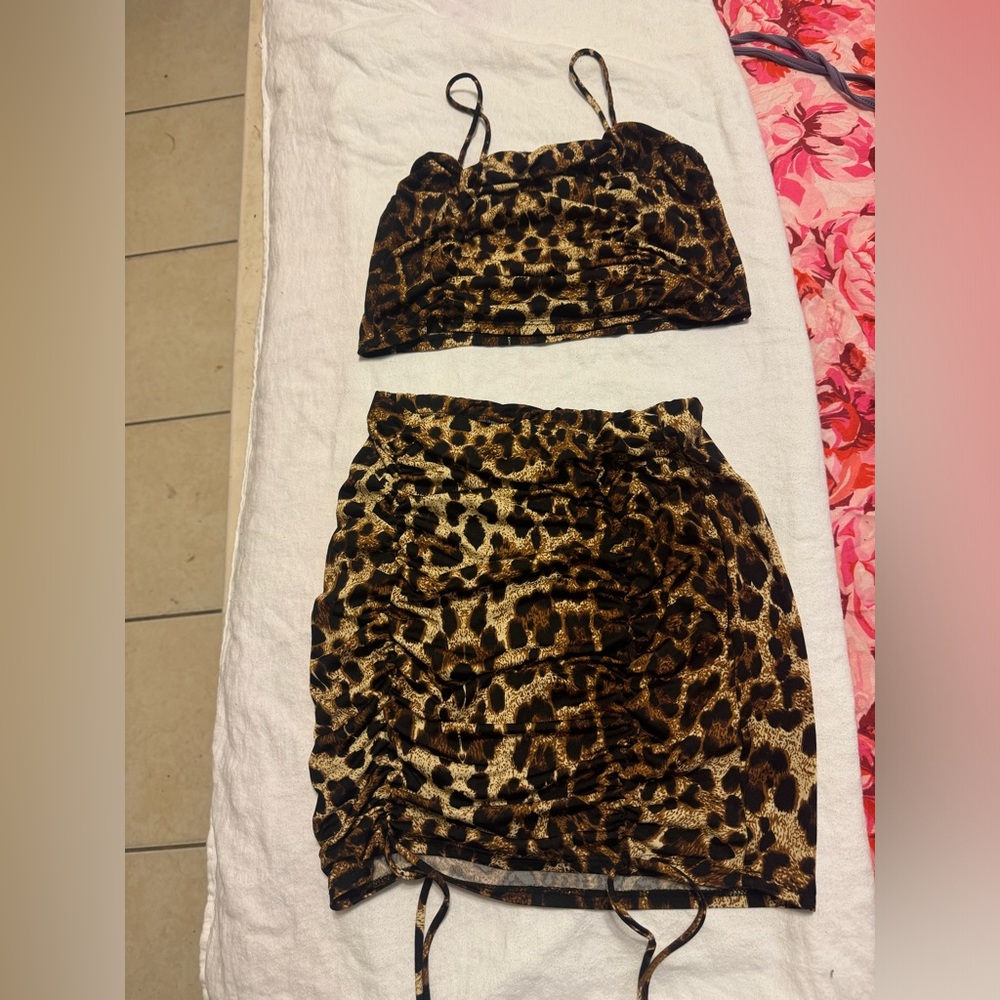2 piece cheetah skirt set